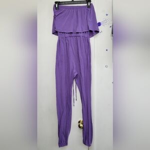 Hers & Mines Purple Women's Overall Jumpsuit Size Small
